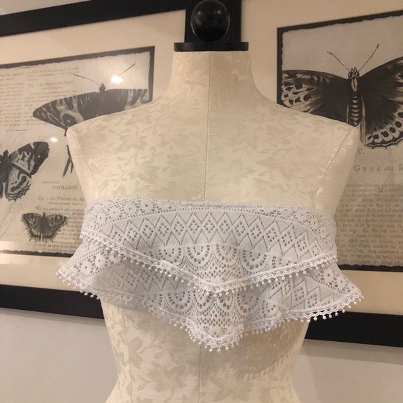 victoria's white crochet bandeau bikini top S - Picture 1 of 3